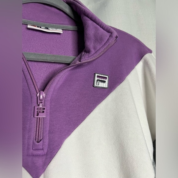 Retro Fila Purple Grey Colorblock 3/4 Zip Sweatshirt Medium - Picture 5 of 8
